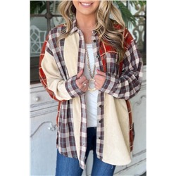 Plaid Corduroy Patchwork Shacket