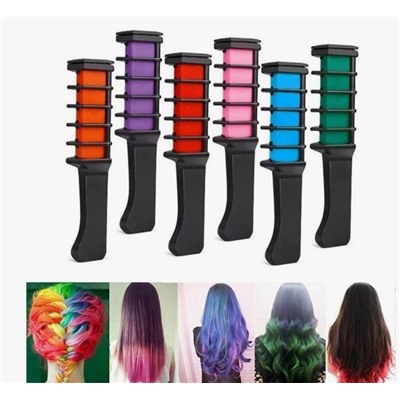 Мелки для волос с расческой HAIRCHALK IN набор 6 штук