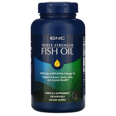 GNC, Triple Strength Fish Oil, 1000 mg, 120 Softgels
