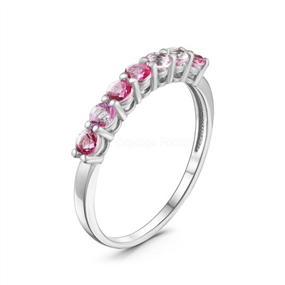 Кольцо из серебра с нат. розовыми топазами родированное 925 пробы К-7208рс421