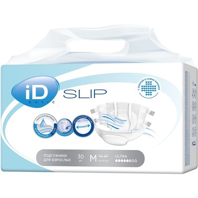 Подгузники для взрослых iD Slip Basic, размер M, 30 шт.