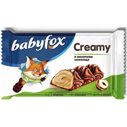 Вафельный батончик "Baby Fox Creamy" в молочном шоколаде, 5 х 23 г