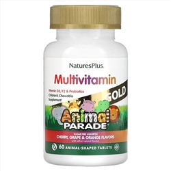 Nature's Plus, Source of Life, Animal Parade Gold, Children's Chewable Multi-Vitamin & Mineral Supplement, Assorted Flavors, 60 Animal-Shaped Tablets