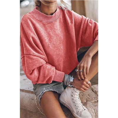 Drop Shoulder Crew Neck Pullover Sweatshirt