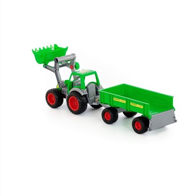 320886 Wader "Фермер-техник", трактор-погрузчик с прицепом (в коробке)
