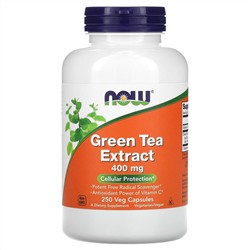 Now Foods, Экстракт зеленого чая, 400 мг, 250 растительных капсул