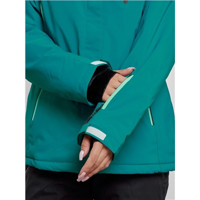 Горнолыжная куртка женская зимняя темно-зеленого цвета 2305TZ