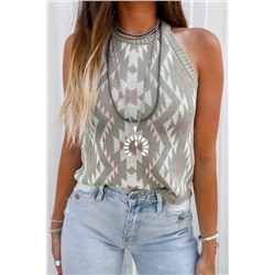 Laurel Green Western Tribal Aztec Pattern Knit Sweater Tank