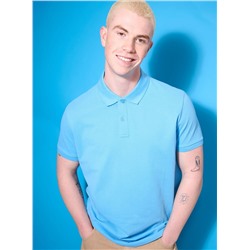 Однотонная футболка-поло голубой