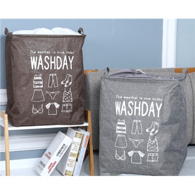 Корзина для вещей на завязках "Washday" серая