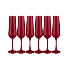 Набор бокалов для шампанского 200мл 6шт SANDRA SPRAYED RED h=25см