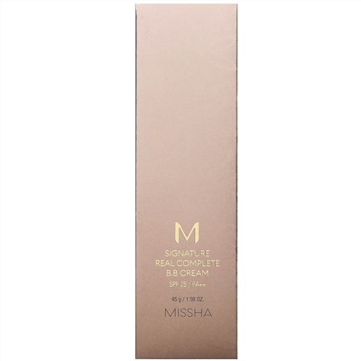 Missha, M Signature Real Complete B.B Cream, No. 21 Light Pink Beige, SPF25/PA++, 1.58 oz (45 g)