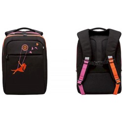 Рюкзак школьный RD-344-2/1 "Девочка" черный - оранжевый 28х40х16 см GRIZZLY