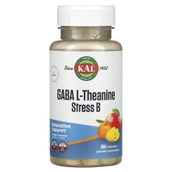 KAL, ГАМК, L-теанин, таблетки Stress B, натуральный аромат манго и танжерина, 100 таблеток