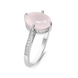 Кольцо из серебра розовый кварц, МЦВА61