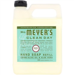 Mrs. Meyers Clean Day, Жидкое мыло для рук, базилик, 33 жидких унции (975 мл)