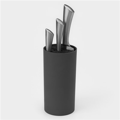 Подставка для ножей с наполнителем Доляна «Нео», 22×11 см, покрытие soft-touch, цвет серый