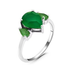 Кольцо из серебра зеленый агат, изумруд берилл, Малика