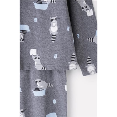 Пижама для девочки КБ 2782 серый меланж, енот-полоскун