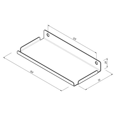 Металлическая полка 150x70 мм для хранения на перфорированной панели, черная