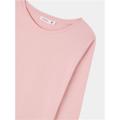 Однотонная футболка с круглым вырезом горловины Розовый