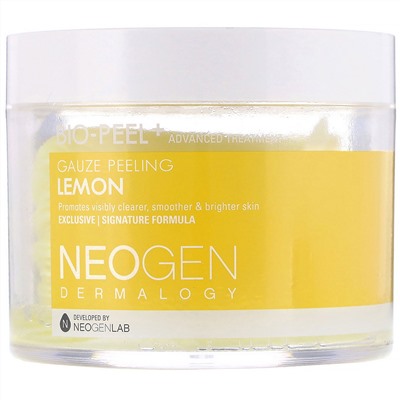 Neogen, Bio-Peel +, салфетки для пилинга, лимон, 30 штук