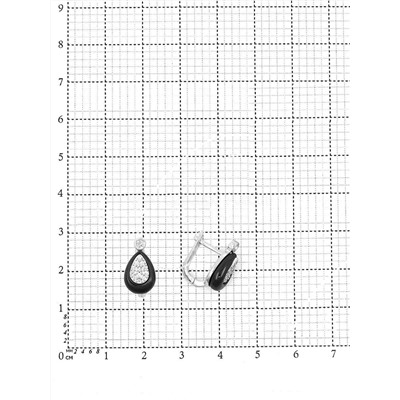 Серьги из родированного серебра с куб.цирконием и керамикой 925 пробы CTX-E026-1