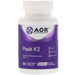 Advanced Orthomolecular Research AOR, Peak K2, 90 вегетарианских капсул