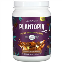Purely Inspired, Plantopia, Plant-Powered Shake, Chocolate Hazelnut Brownie, 1.43 lbs (647 g)
