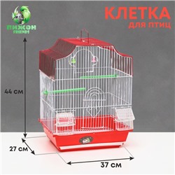 Клетка для птиц укомплектованная Bd-2/4f, 34 х 27 х 44 см, красная