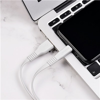 Кабель USB - Apple lightning Borofone BX23 Wide  100см 2,4A  (white)
