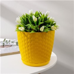 Горшок для цветов с поддоном «Ротанг», 3 л, цвет жёлтый