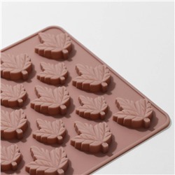 Форма для конфет и шоколада Доляна «Кленовый сироп», силикон, 19,5×17,7×1 см, 18 ячеек, цвет коричневый
