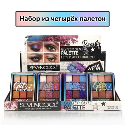 Набор из четырех палеток теней SevenCool Glitter Glitz Deep Eyes Palette No:6422 (106)