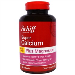 Schiff, Супер кальций - магний, 90 гелевых капсул