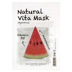 Too Cool for School, Natural Vita Beauty Mask (Hydrating) with Vitamin B5 & Watermelon, 1 Sheet, 0.77 fl oz (23 ml)