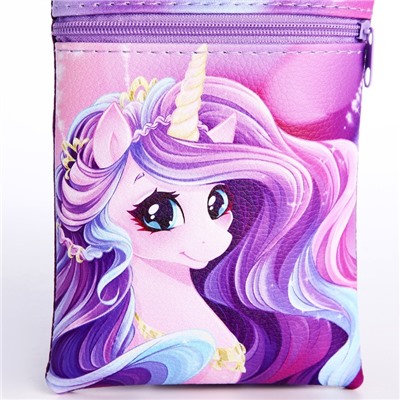 Подарочный набор для девочки Unicorn team, сумка, значок, цвет сиреневый