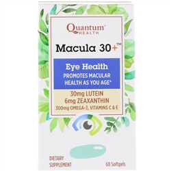 Quantum Health, Macula 30+, здоровье глаз, 60 мягких таблеток