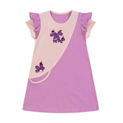 ПЛ-715 Платье для девочки (бежево-сиреневый цветы)