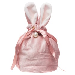 Подарочная упаковка - новогодний мешок с ушами Зайка New Year (10x13cm) (pink)
