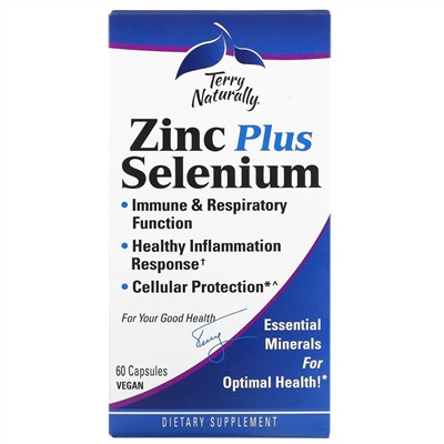 Terry Naturally, Zinc Plus Selenium, 60 Vegan Capsules