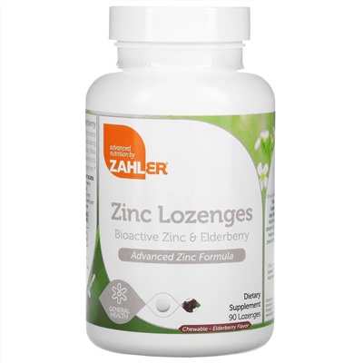 Zahler, Zinc Lozenges, Bioactive Zinc & Elderberry, Elderberry, 90 Chewable Lozenges