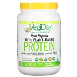 Natural Factors, Raw Organic 100% Plant-Based Protein, Natural Unflavored, 0.9 lb (417 g)