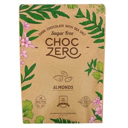 ChocZero, Dark Chocolate with Sea Salt, Almonds, Sugar Free,  6 Bars, 1 oz Each
