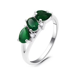 Кольцо из серебра зеленый агат, Лиана