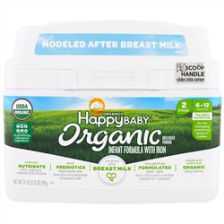 Happy Family Organics, Organics Happy Baby, детская смесь для младенцев с железом, этап 2, 6–12 месяцев, 595 г (21 унция)