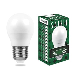 Лампа светодиодная SAFFIT SBG4509, G45, E27, 9 Вт, 230 В, 4000 К, 810 Лм, 220°, 81 х 45 мм