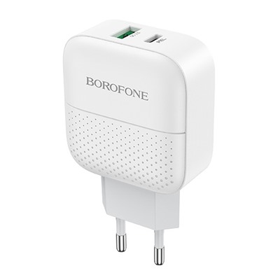 Адаптер Сетевой Borofone BA46A Premium PD QC3.0 USB/Type-C 3A/18W (white)