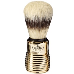 Помазок для бритья Omega 11205 Pure bristle shaving brush. Натуральная щетина, имитация барсука. (ручка Золото) (Италия)