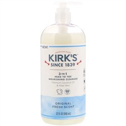 Kirk's, Питающее и очищающее средство 3 в 1 для всего тела, с оригинальным свежим ароматом, 946 мл
